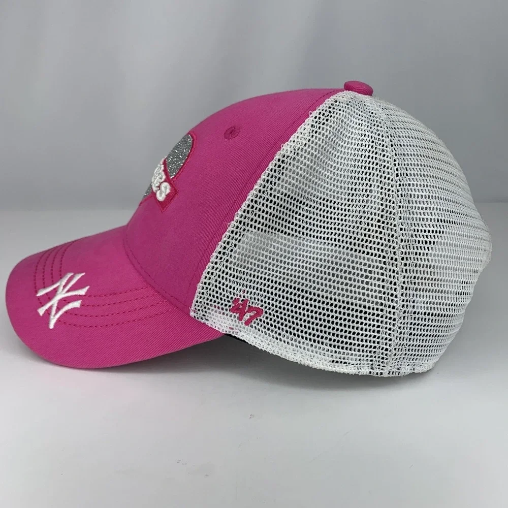 New York Yankees NY Hat YOUTH Sparkle Heart '47 Snapback Mesh MLB Baseball Cap